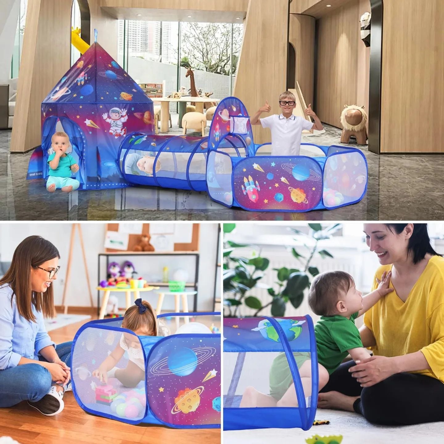 3 in 1 Space Castle Tent House For Kids + Free 50 Balls 3033