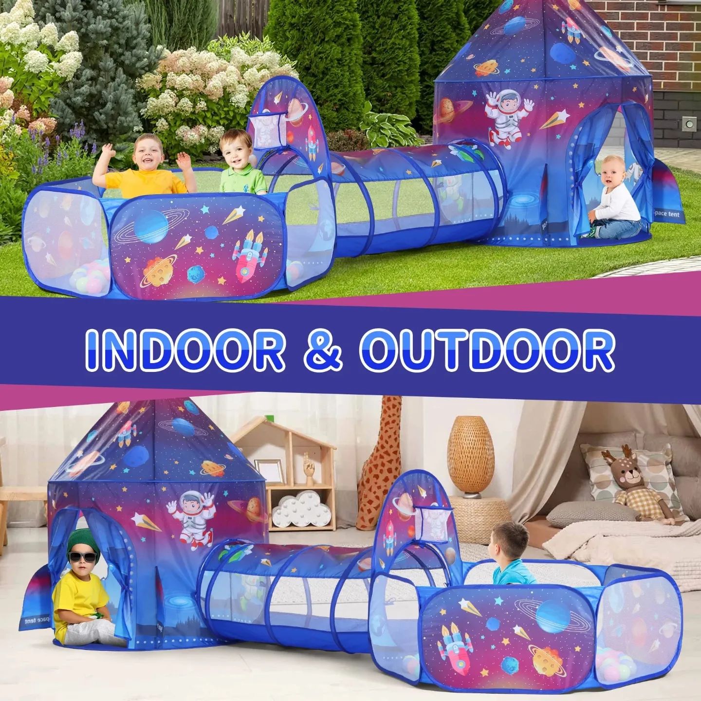 3 in 1 Space Castle Tent House For Kids + Free 50 Balls 3033