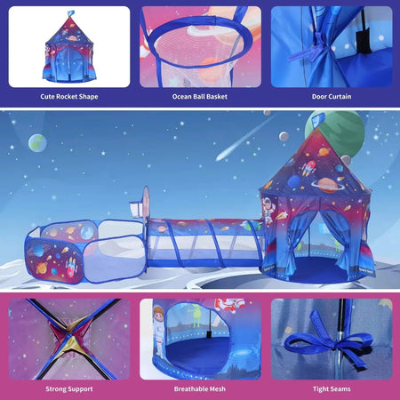 3 in 1 Space Castle Tent House For Kids + Free 50 Balls 3033