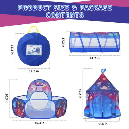 3 in 1 Space Castle Tent House For Kids + Free 50 Balls 3033