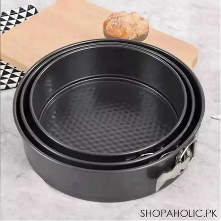 3pcs round shape non stick cake mould with removable base image4