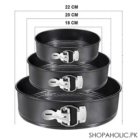 3pcs round shape non stick cake mould with removable base image5