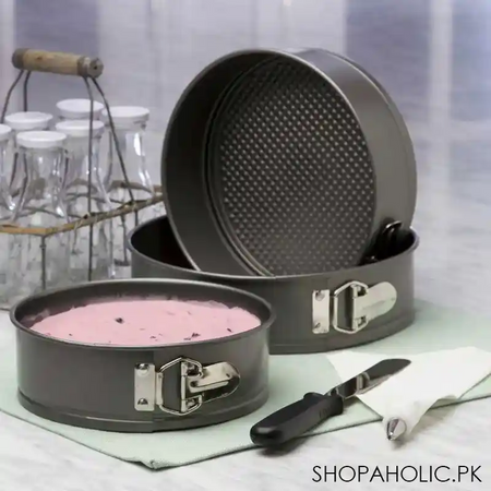 3pcs round shape non stick cake mould with removable base main image
