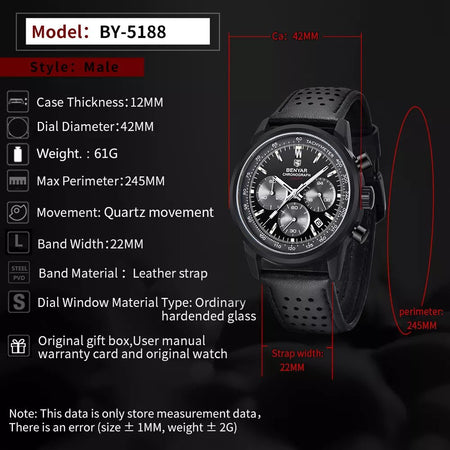 Benyar BY-5188 Chronograph Speed Timer Watch Image 5