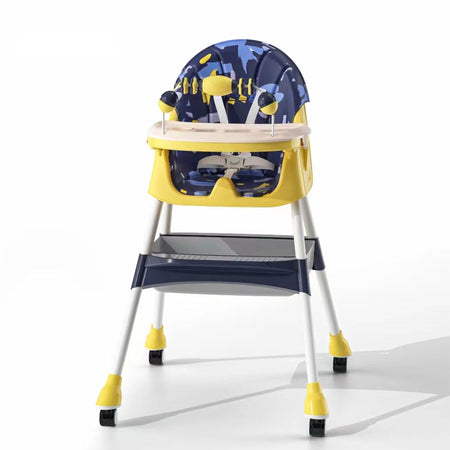 Infantes 4 in 1 Baby High Chair Foldable With Adjustable Legs Feeding Tray - Blue