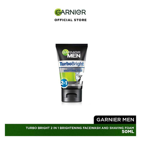 Garnier Turbo Bright Face Wash & Shaving Foam 50ml - Daily Grooming Solution - Image 2