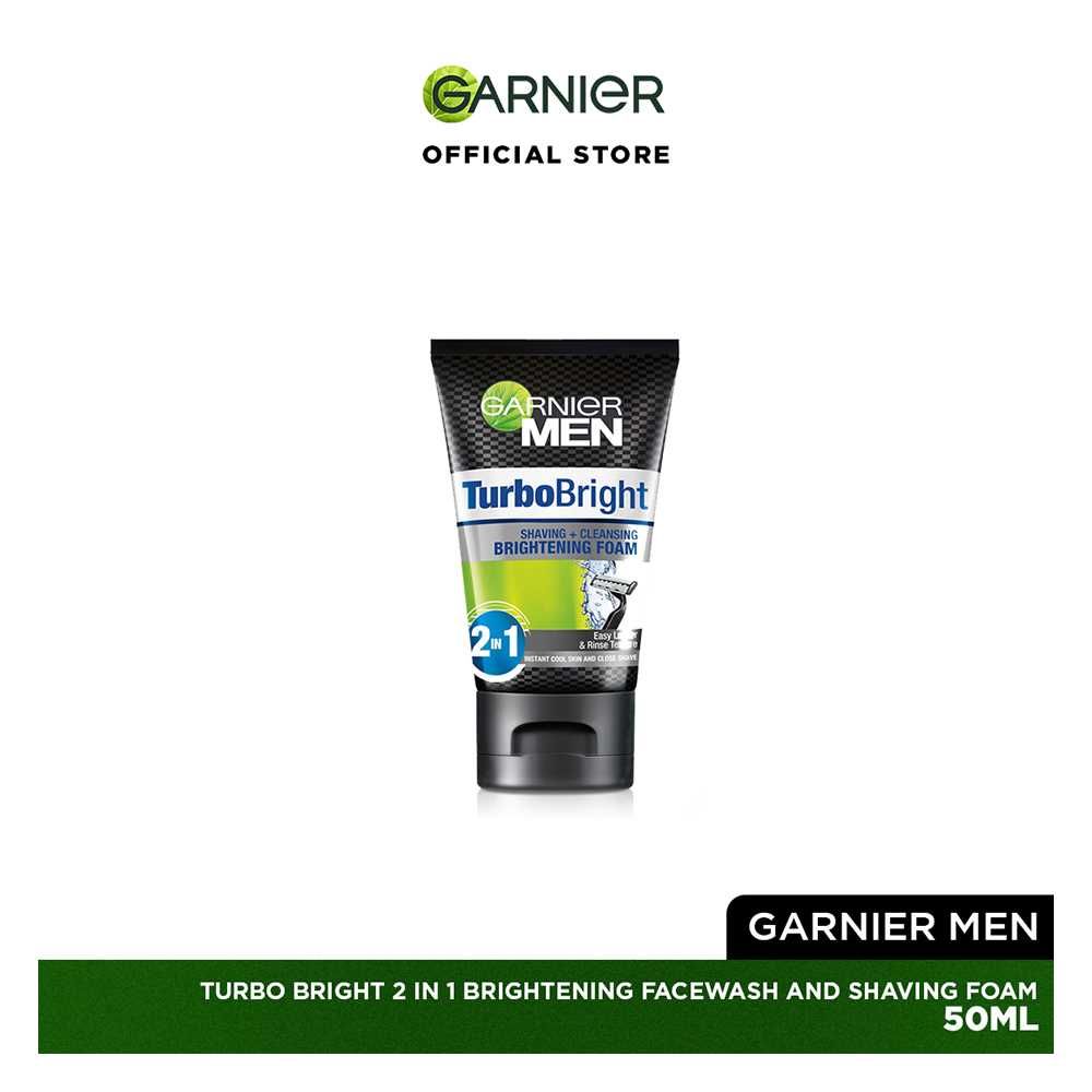 Garnier Turbo Bright Face Wash & Shaving Foam 50ml - Daily Grooming Solution - Image 2