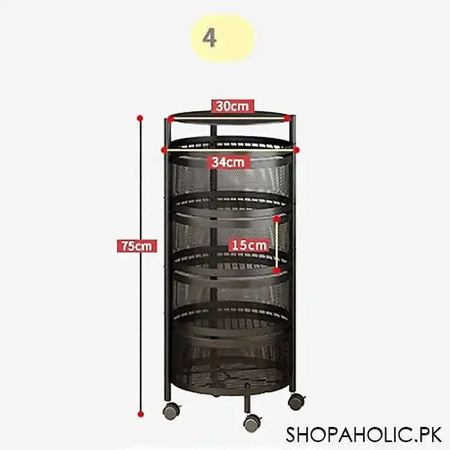 4 tier rolling kitchen storage cart trolly with rotating baskets (round) image10