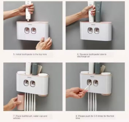wall mounted toothbrush holder and toothpaste dispenser image 6