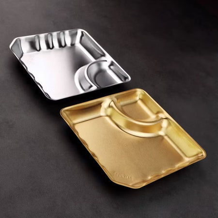 stainless steel dumpling plate with dipping saucer image 3