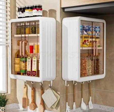 multilayer bathroom storage cabinet with hooks image 3