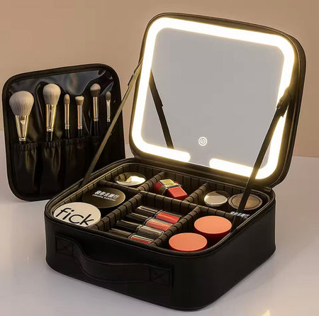 vanity organizer with led mirror main image