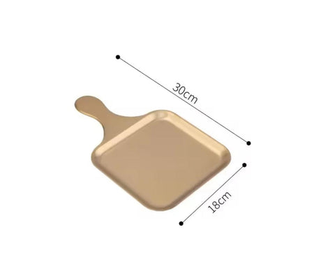 stainless steel serving plate with handle image 4