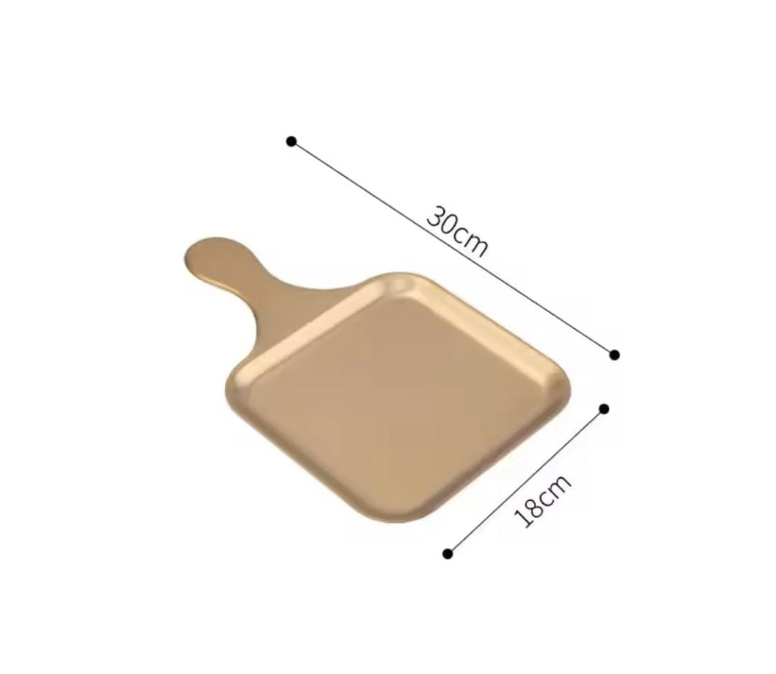 stainless steel serving plate with handle image 4