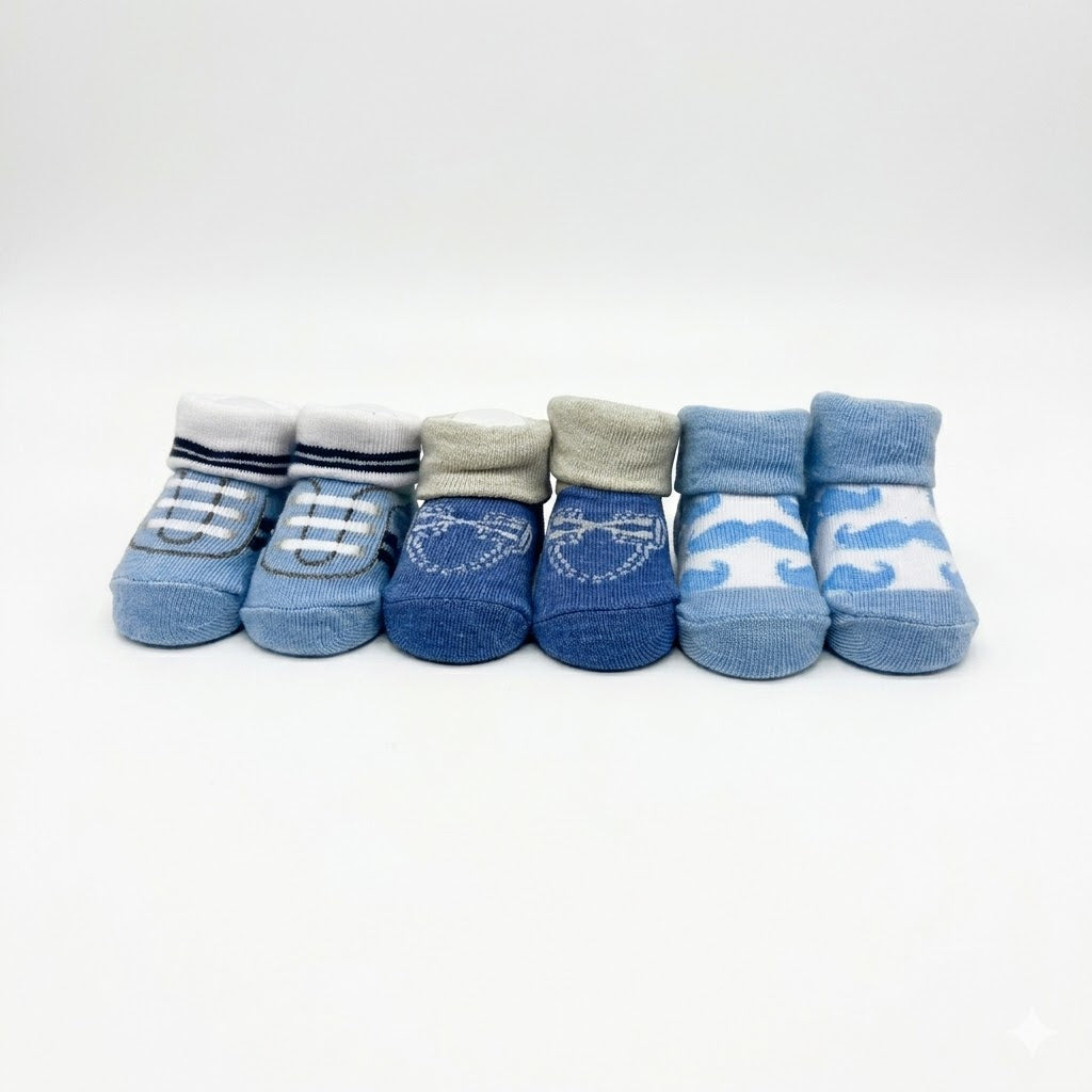 Baba Booties/Socks Pack Of 3 Mustache