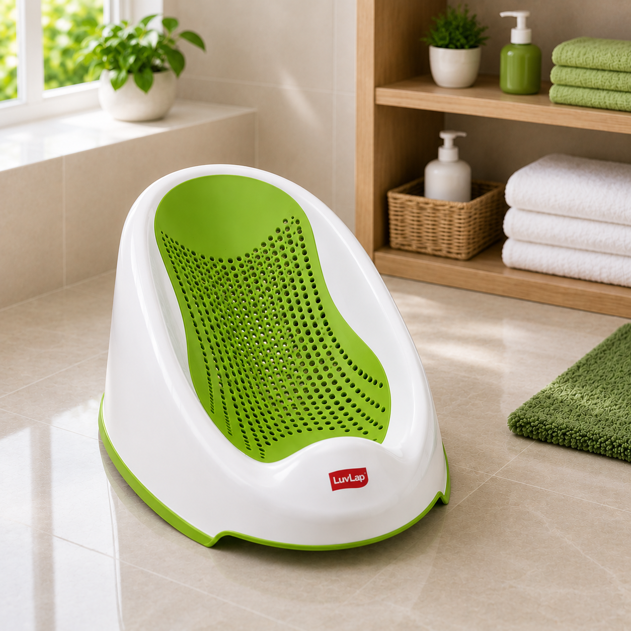 Breathable Baby Bath Support Seat - Green