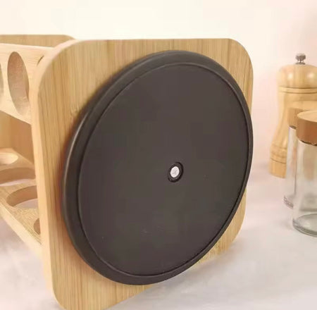 rotatable wooden spice rack with jars image 4