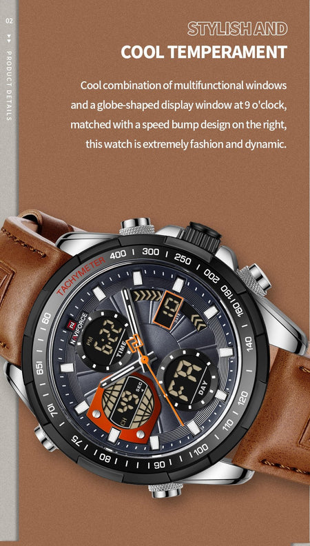 Overfly 9197 Naviforce Analog-Digital Dual Time Chronograph Watch image 4