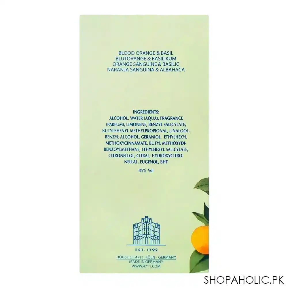 4711 acqua colonia blood orange & basil eau de cologne, for men & women, 50ml image3