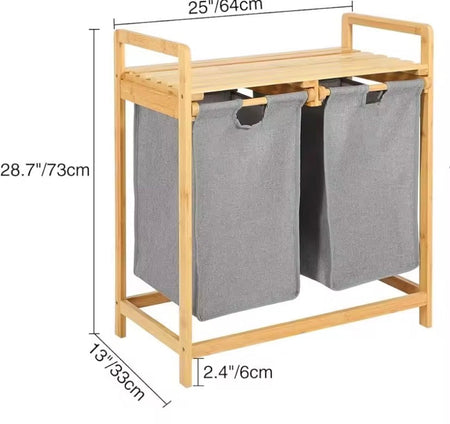 bamboo laundry hamper with shelf image 5