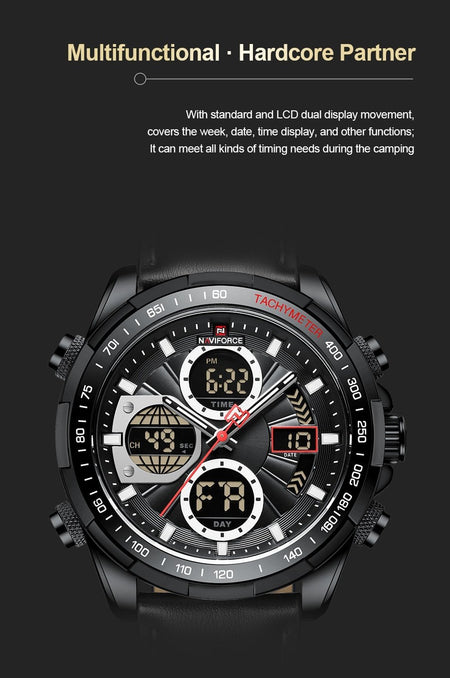 Overfly 9197 Naviforce Analog-Digital Dual Time Chronograph Watch image 11