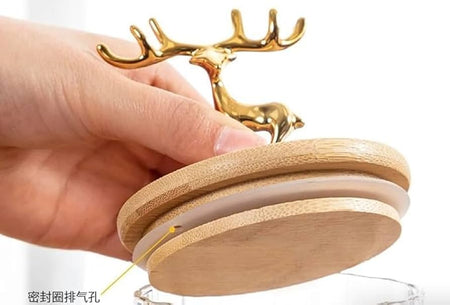 3 in 1 rotating glass beverage dispenser with deer lid image 3