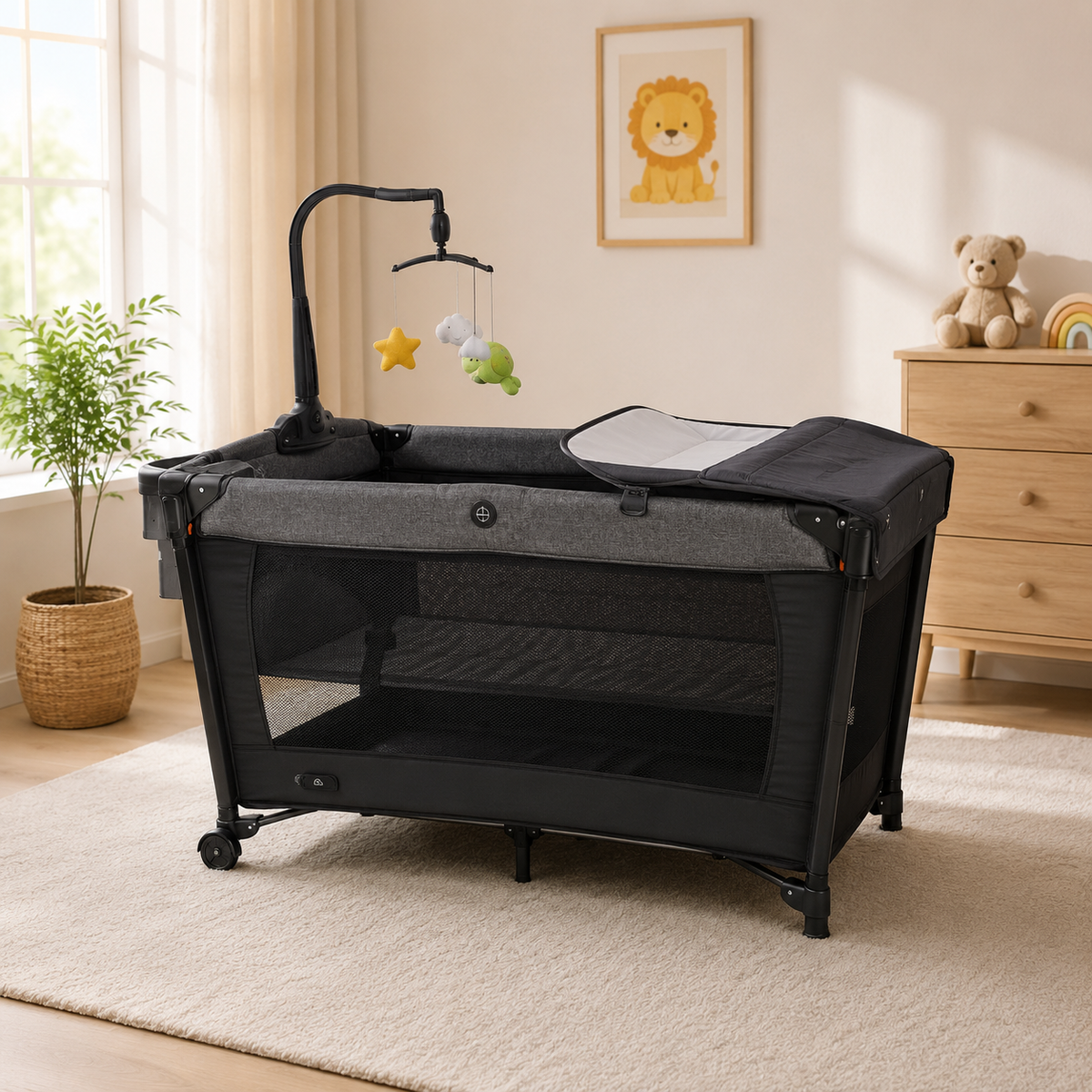 Babify Premium Baby Playpen Cot With Toy Bar