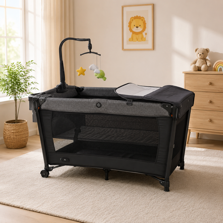 Babify Premium Baby Playpen Cot With Toy Bar