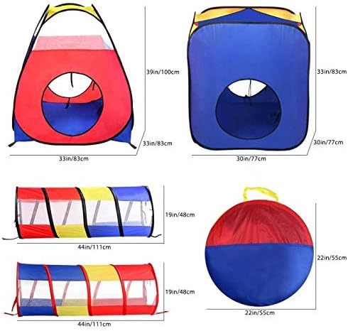 4 in 1 Kids Tunnel Tent House - Multicolor + Free 50 Balls