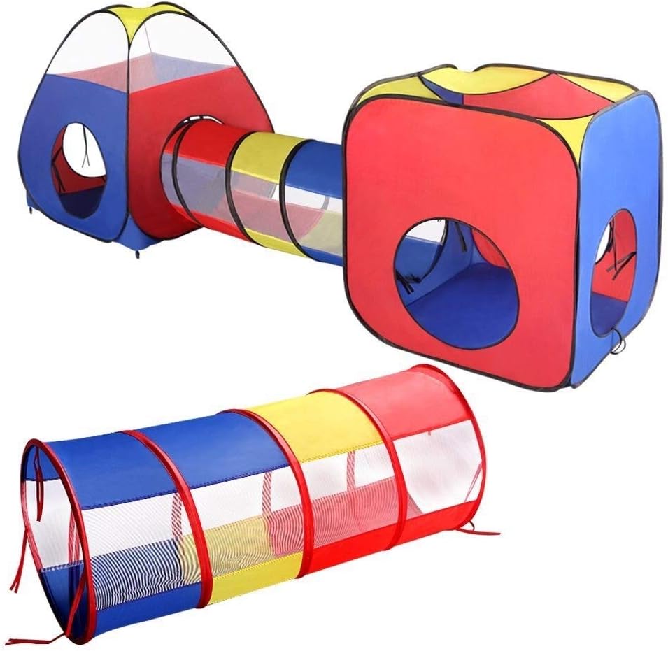 4 in 1 Kids Tunnel Tent House - Multicolor + Free 50 Balls