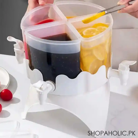 4l 4 tanks 360 rotating cold dispenser with lids and 4 faucets for refrigerator image2