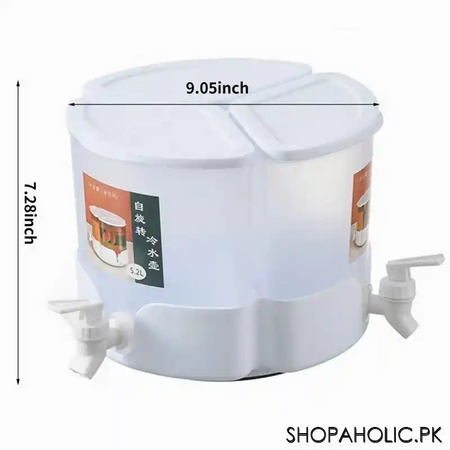 5.1l 3 tanks rotating cold beverage dispenser with lids and 3 faucets for refrigerator image2