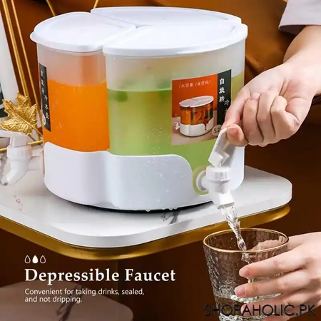 5.1l 3 tanks rotating cold beverage dispenser with lids and 3 faucets for refrigerator main image