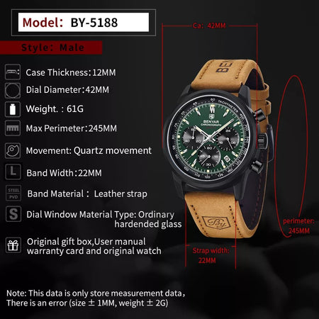 Benyar BY-5188 Chronograph Speed Timer Watch Image 6