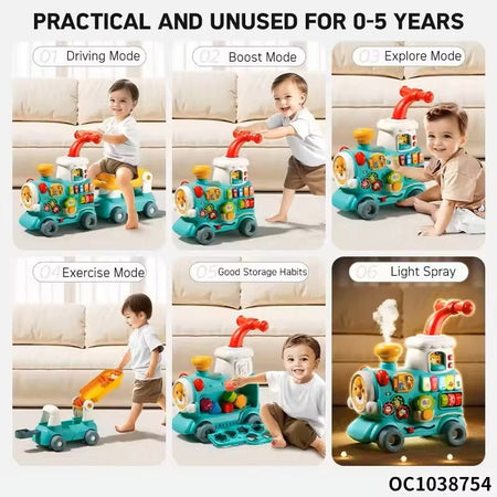 5 In 1 Multifunctional Ride On Train Walker Steam Train With Wheels And Seat