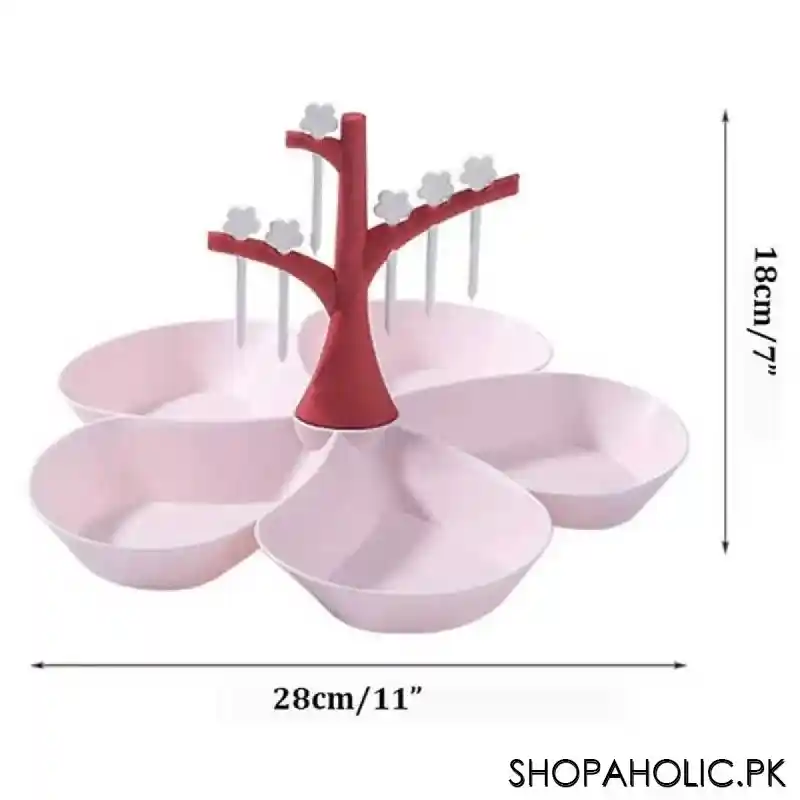 5 compartments fruit serving tray with fork tree set image2