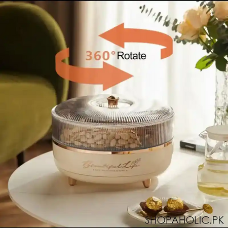 5 grid dry fruit tabletop rotating tray with lid image5