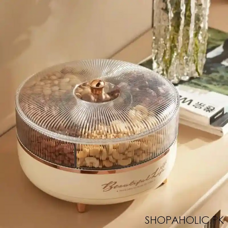 5 grid dry fruit tabletop rotating tray with lid main image