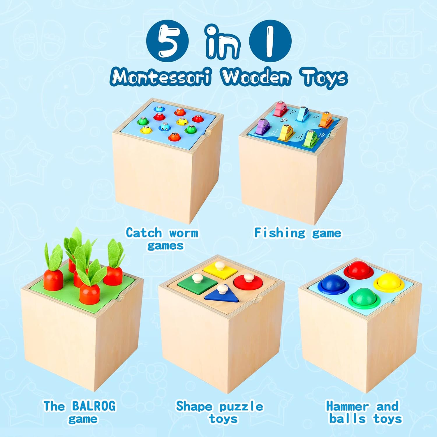 5 in 1 Cube Wooden Montessori Toy