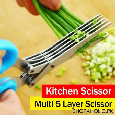 5 layer kitchen scissor with cleaning brush (highest quality) main image