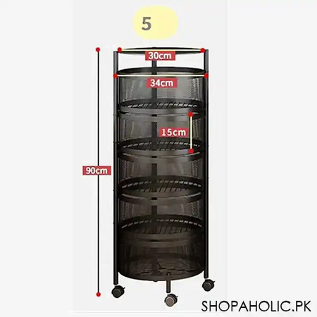 5 tier rolling kitchen storage cart trolly with rotating baskets (round) image10