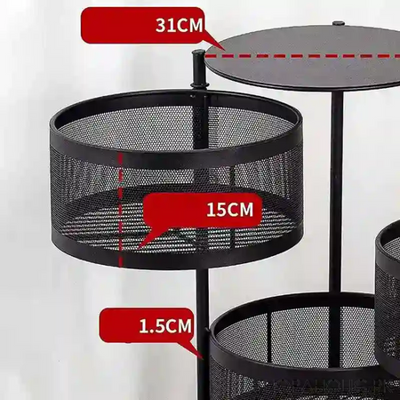 5 tier rolling kitchen storage cart trolly with rotating baskets (round) image9