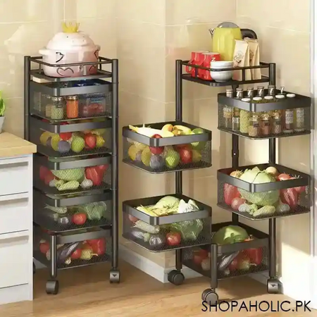 5 tier rolling kitchen storage cart trolly with rotating baskets (square) image6
