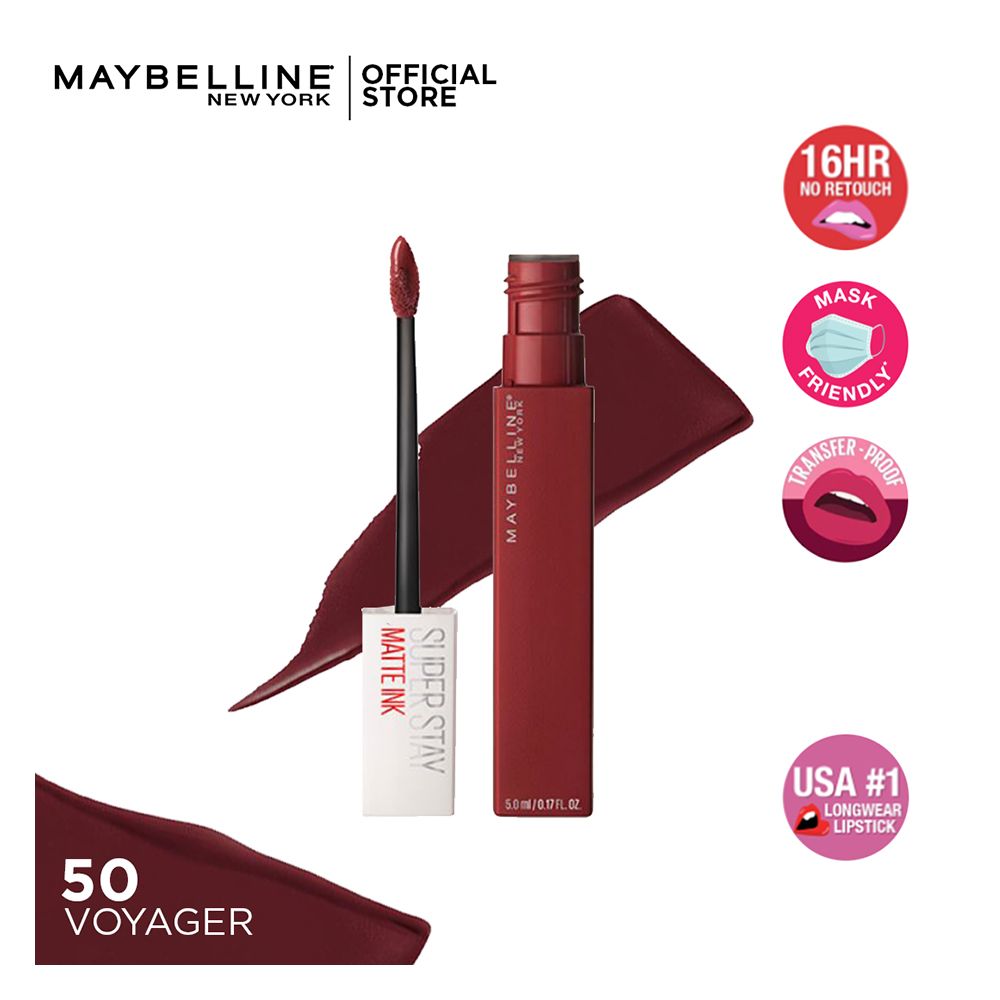Maybelline New York SuperStay Matte Ink Liquid Lipstick 16HR Long-Lasting, High Pigment, Waterproof - 50 Voyager - Main Image