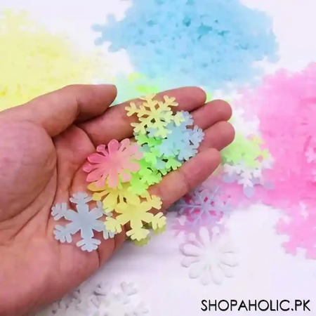 50pc 3d snowflake glow in the dark wall for kids room decoration image5