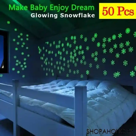 50pc 3d snowflake glow in the dark wall for kids room decoration main image