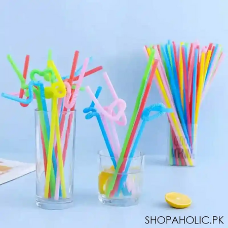 50pcs colorful flexible bendable reusable straws for kids image2