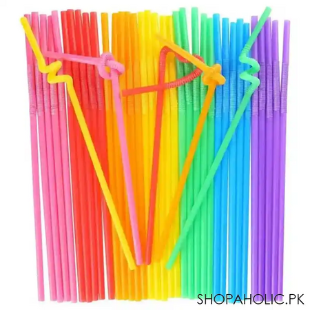 50pcs colorful flexible bendable reusable straws for kids main image