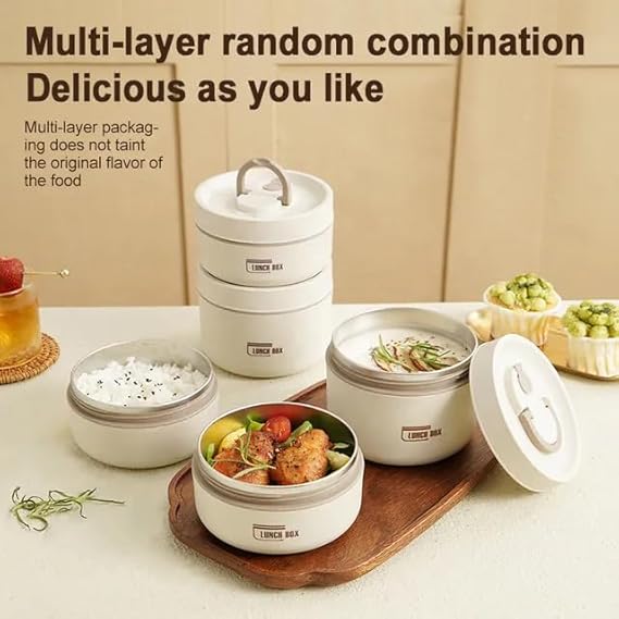 2 Foam Insulated Food Container Set Lunch/Tiffin for Student, Kids, School Office main image
