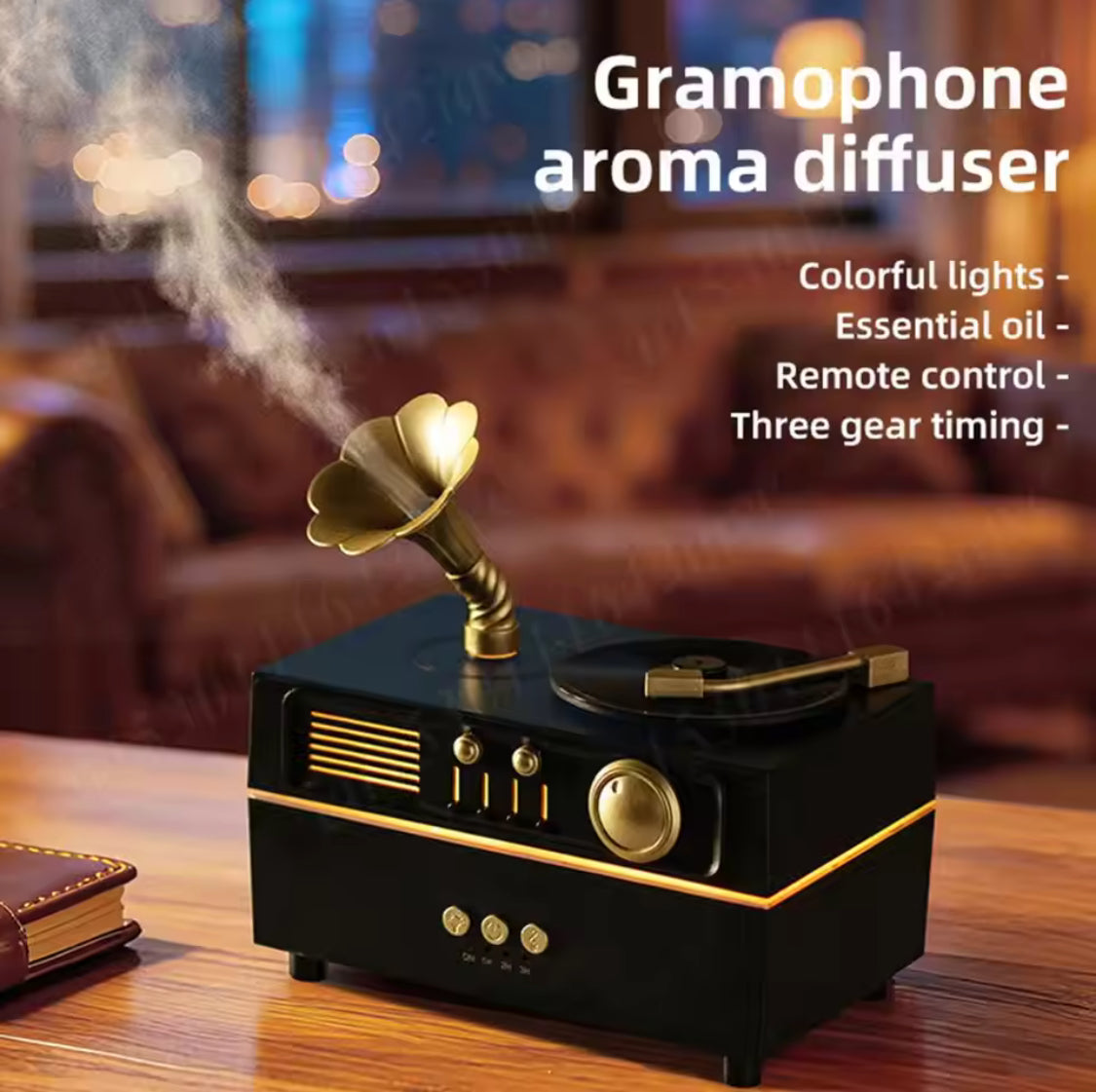 vintage gramophone bluetooth speaker with humidifier image 8